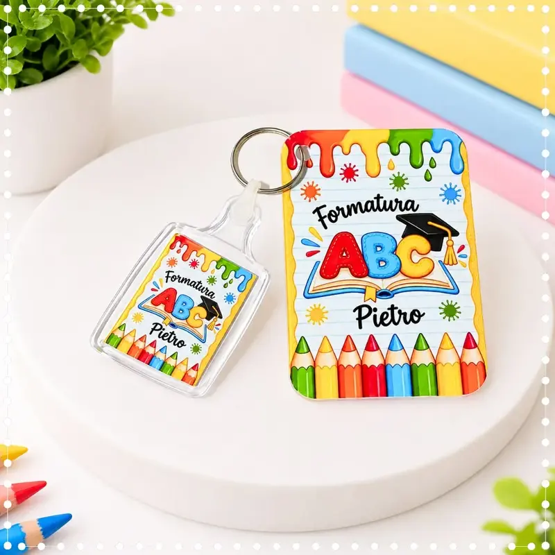 Cartão Chaveiro Acrílico Personalizado Lembrancinha Formatura ABC