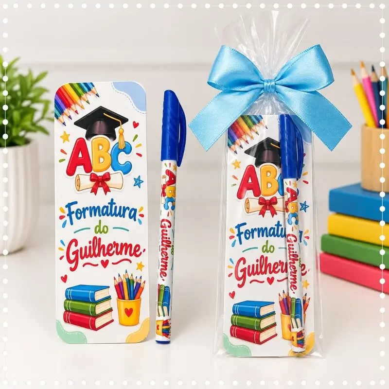 Cartão Com Caneta Personalizada Lembrancinha Formatura ABC