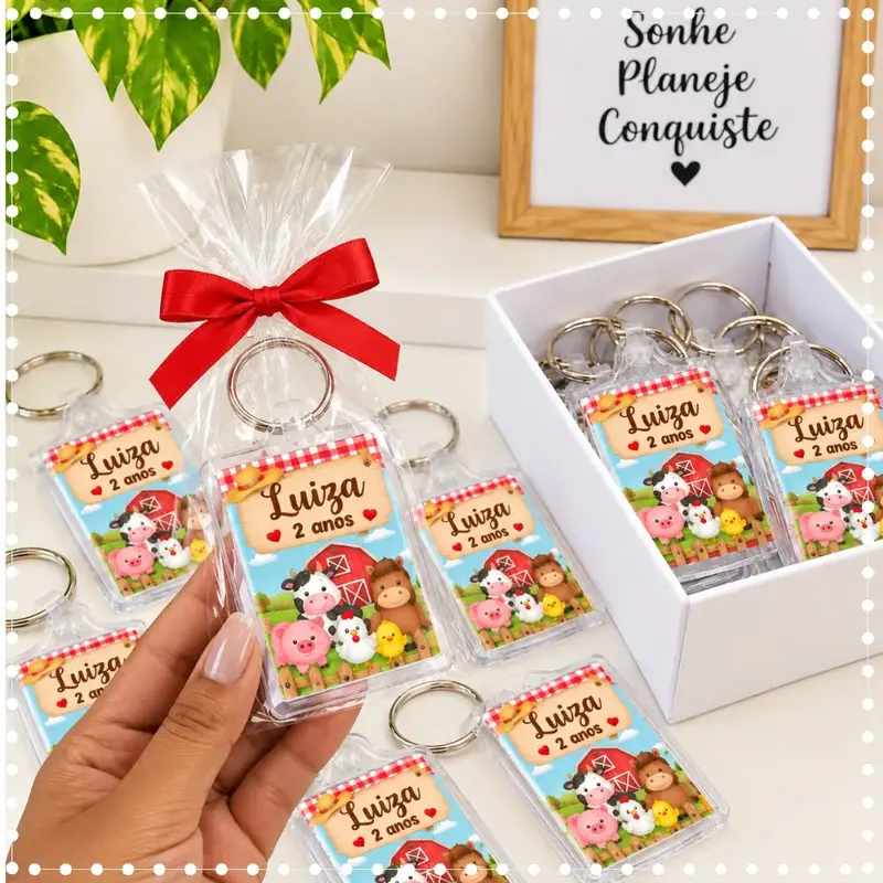 Chaveiro Acrílico Personalizado Fazendinha Lembrancinhas De Festas