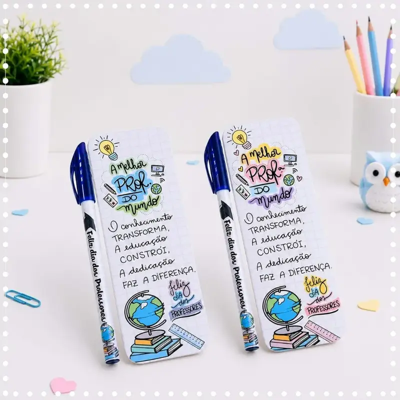 Cartão Com Caneta Personalizada Lembrancinha Dia Dos Professores