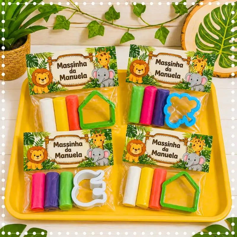 Kit 3 Mini Massinhas Mais 1 Cortador Safari Lembrancinha De Festa