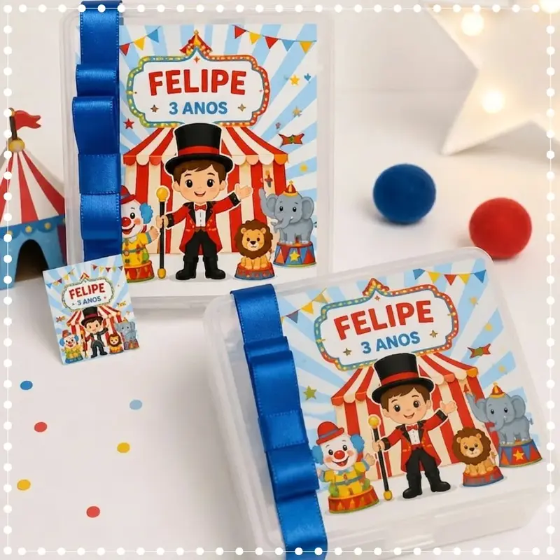Caixa Organizadora Personalizada Circo Lembrancinha De Festa